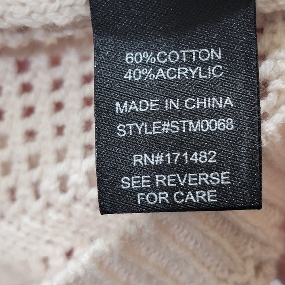 Art Of Rhetoric Mens Large‎ Ivory Cream Button Up Sweater Short Sleeve Crochet - Picture 3 of 8